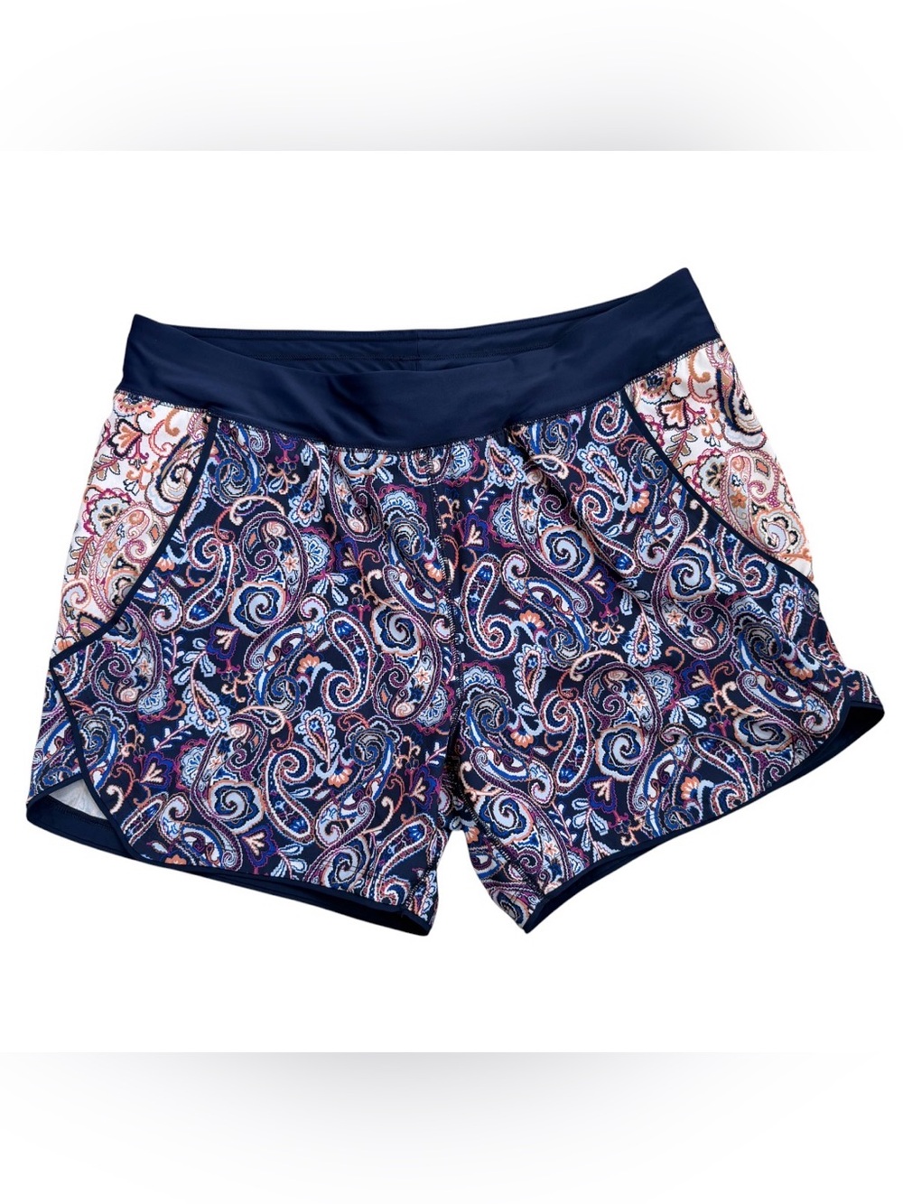 Lands' End Navy Paisley Swim Board Shorts